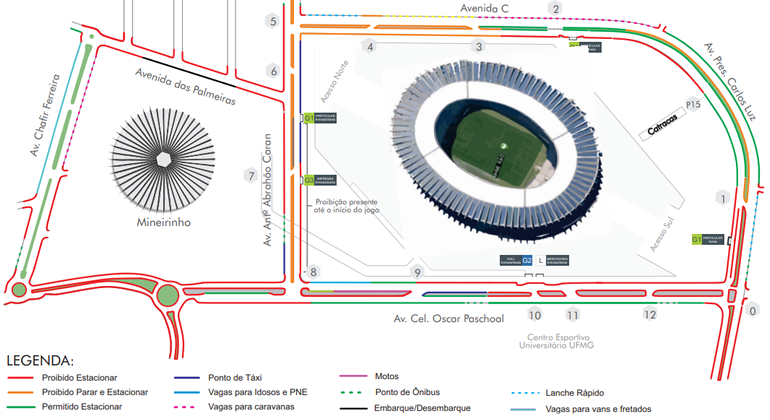 Mapa para acesso ao Mineirão no Festival Planeta Brasil