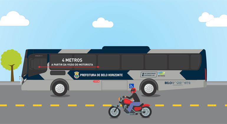 Ônibus e motocicleta