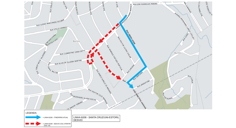 Operação especial para o Evento We Love Carnaval, dias 22 a 25/2 Mapa destacando o desvio no trânsito de Belo Horizonte