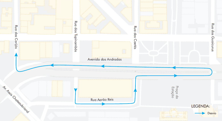 Foto: Divulgação PBH Mapa da operação de transportes e trânsito realizada para o Duelo de MCs, entre os dias 15 e 17/12.