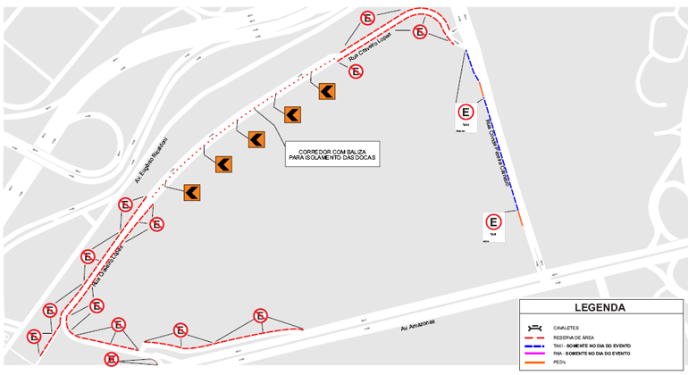 Mapa mostra alteração do trânsito na região do Expominas