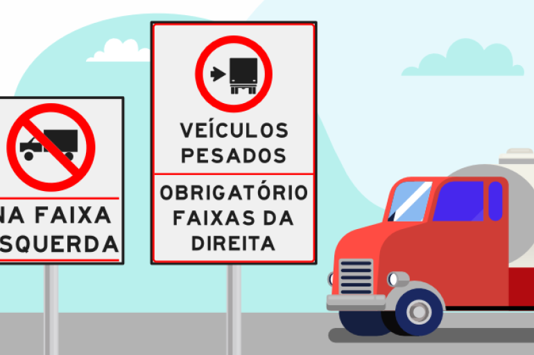 Placas no Novo Anel reforçam regra de circulação para veículos pesados