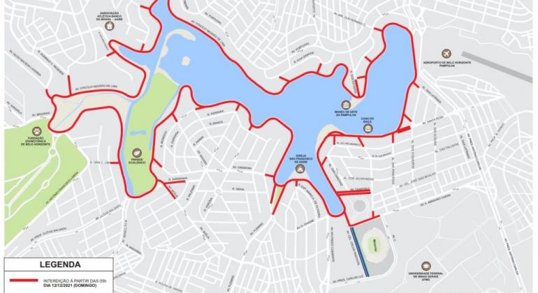 Operação de trânsito e transporte para a Volta da Pampulha, neste domingo, dia 12 Arte feita pela Prefeitura