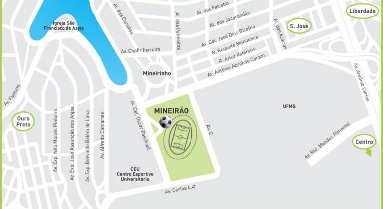Operação para o jogo Atlético-MG x Grêmio nesta quarta-feira Arte feita pela Prefeitura