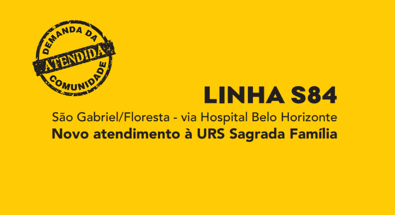 PBH amplia itinerário da linha S84 para atender à URS Sagrada Família