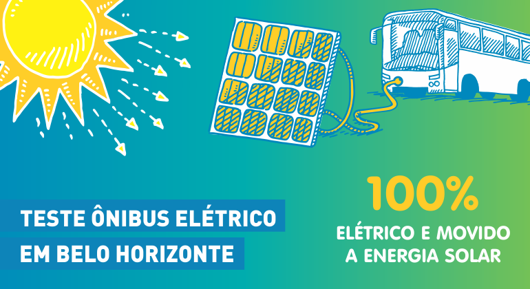 Ônibus elétrico começa a ser testado em Belo Horizonte nesta sexta-feira Arte feita pela Prefeitura