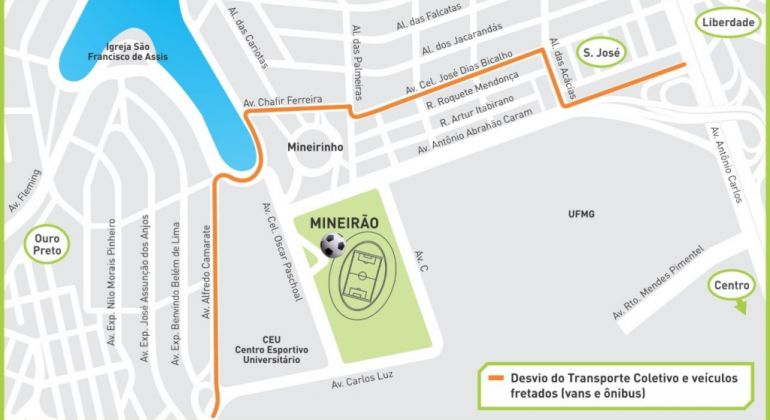 Operação para o jogo Atlético-MG X Santos, nesta quarta-feira, dia 13 Arte feita pela Prefeitura