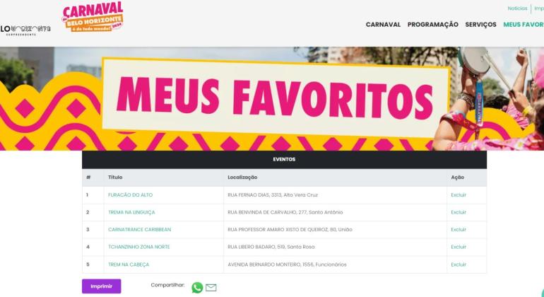 Belotur lança funcionalidade para foliões favoritarem blocos do Carnaval de BH