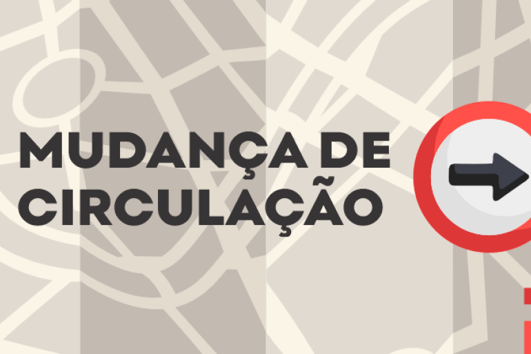 BHTRANS altera a circulação de algumas vias para melhorar a fluidez e a segurança no trânsito Arte mostra um seta dentro de círculo vermelho que aponta para o tpitulo Mudança de Circulação