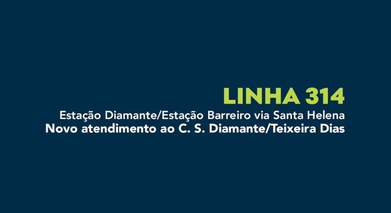 Linha 314 passa a atender usuários do novo Centro de Saúde do Bairro Diamante a partir de segunda-feira (21)