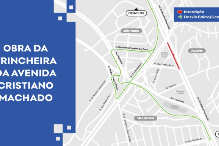 Interdição da Av. Cristiano Machado, sentido Bairro/Centro, a partir desta segunda-feira (18) Interdição da Av. Cristiano Machado, sentido Bairro/Centro, a partir desta segunda-feira (18)