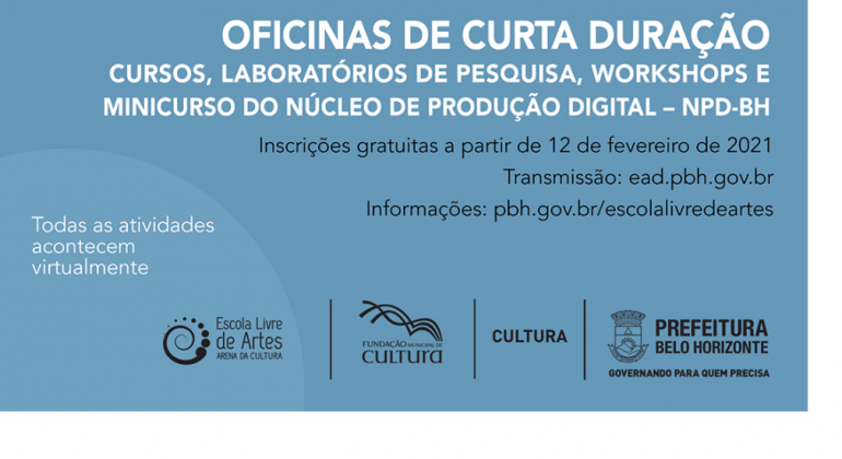 Banner sobre atividades virtuais da Escola Livre de Artes