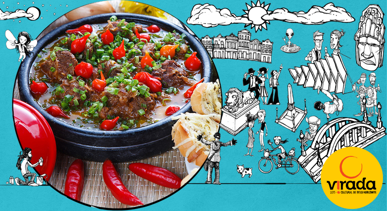 Virada Cultural vai contar com 30 estabelecimentos, entre padarias e bares, com comida variada a preços populares. Arte: PBH Virada Cultural 20 e 21 de julho