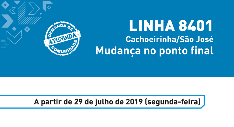 Linha 8401: Cachoeirinha/São José. Mudança no ponto final. 