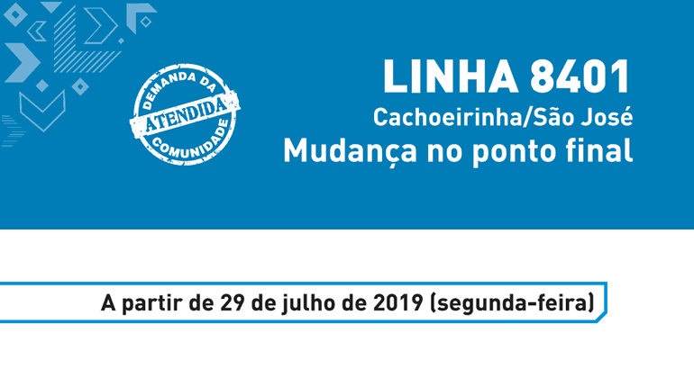 O ponto da rua Senhora do Brasil, do bairro Cachoeirinha, continuará a operar como ponto de embarque e desembarque normal. Arte: PBH Linha 8401: Cachoeirinha/São José. Mudança no ponto final.
