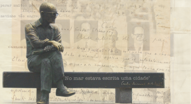 PBH inaugura “Drummond no Horizonte” para homenagear os 120 anos do escritor Imagem da escultura de Drummond de Andrade