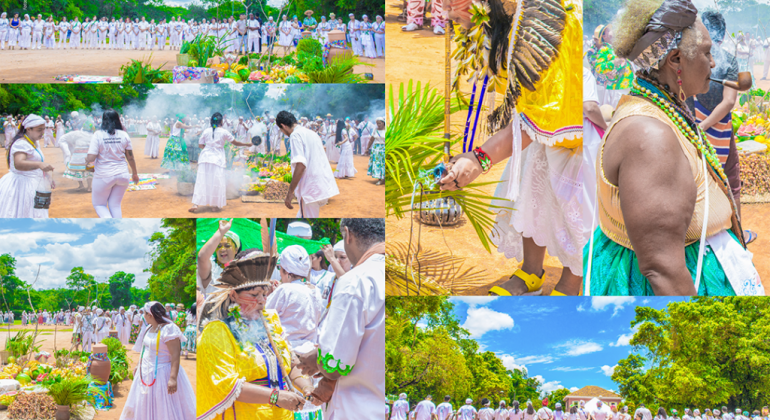 Montagem de várias fotos mostrando a cultura de povos tradicionais