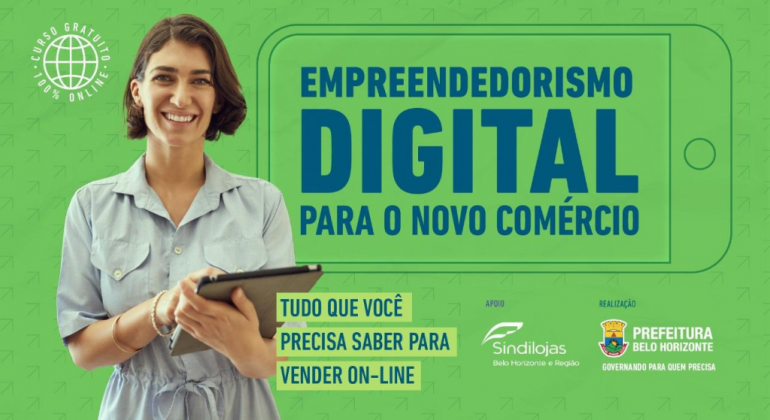 Prefeitura abre inscrições para a capacitação do comércio em Empreendedorismo Digital Arte feita pela PBH