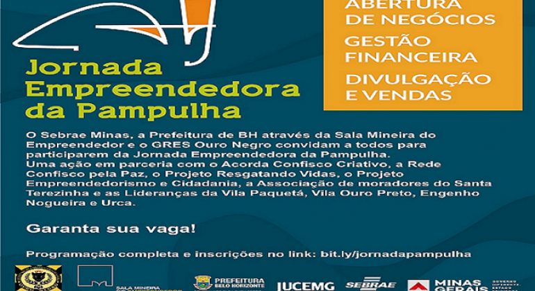 PBH e Sebrae Minas oferecem capacitação gratuita para empreendedores da Pampulha Banner a respeito da Jornada Empreendedora da Pampulha