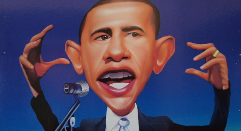 Caricatura do ex-presidente dos Estados Unidos da América, Barack Obama. 