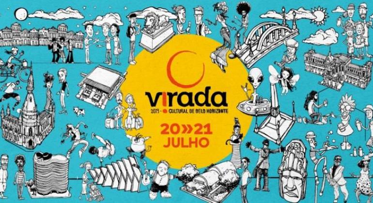 Pensada para atrair todos os públicos e tribos, a Virada propõe um ambiente preparado com uma série de atividades para geeks e nerds. Arte: PBH Virada Cultural de Belo Horizonte 2019: 20 a 21 de julho.