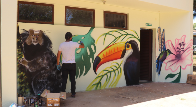Parque Jacques Cousteau ganha grafite especial e internet Parque Jacques Cousteau ganha grafite especial e internet