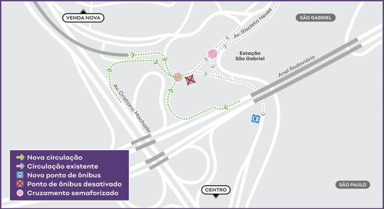 Mudança no trânsito no entorno da Estação São Gabriel para as obras na Praça das Águas