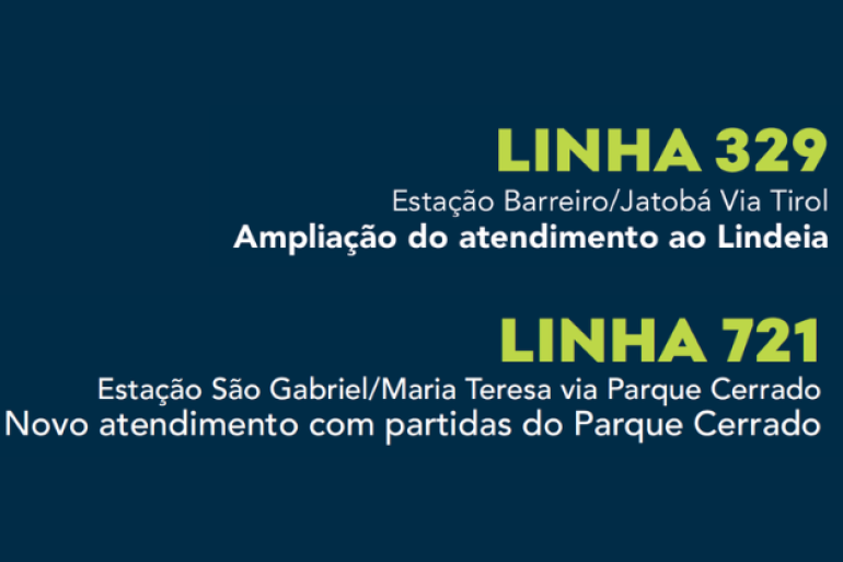 Duas linhas do transporte coletivo municipal terão melhorias a partir desta segunda-feira (1º) Duas linhas do transporte coletivo municipal terão melhorias a partir desta segunda-feira (1º)