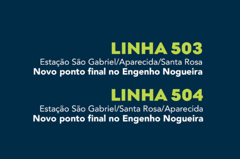 Ponto final das Linhas 503 e 504 ser? alterado para melhorar o atendimento na regi?o da Pampulha