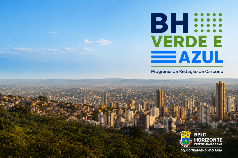 Imagem panorâmica de BH e logo do programa