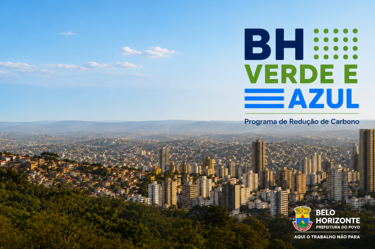 Imagem panorâmica de BH e logo do programa