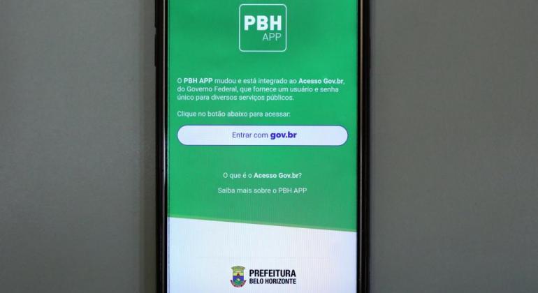 Foto da página inicial da nova versão do PBH APP