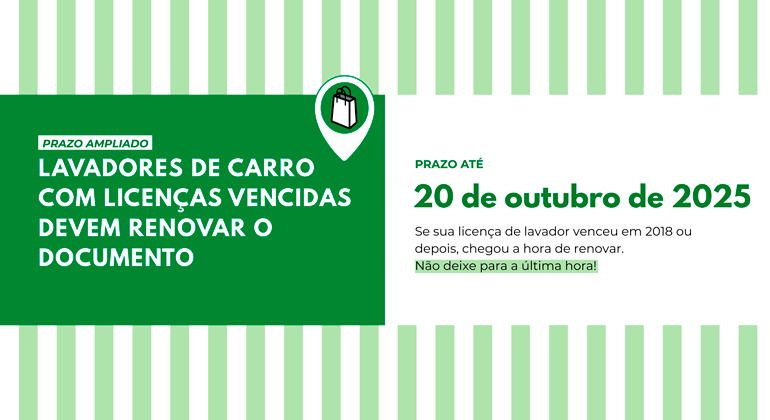 Jornada Produtiva Banner Verde Listrado com informações sobre renovação de licença