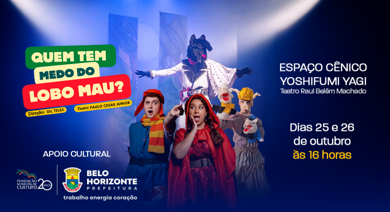 Teatro Raul Belém Machado recebe espetáculo com personagens clássicos infantis 