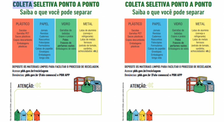 Panfleto sobre coleta seletiva