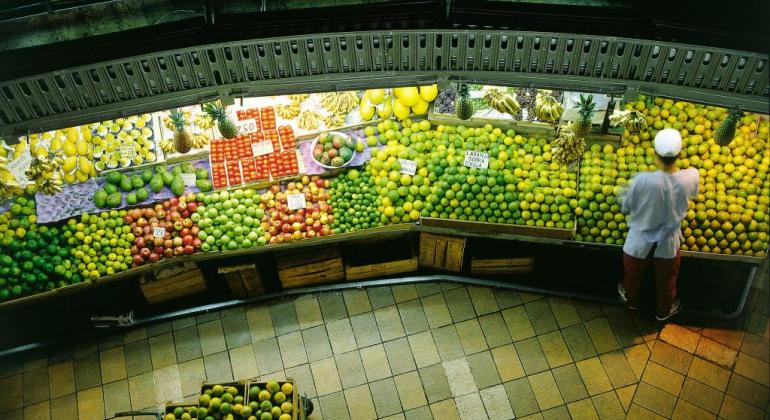 Imagem aérea da parte interna do Mercado Central.