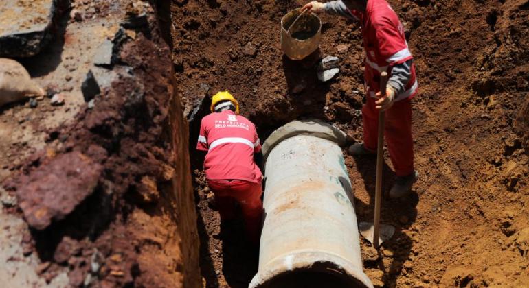 Imagem da obra do orçamento Participativo na Vila Novo São Lucas