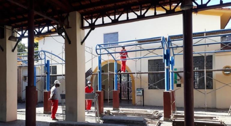 Fachada do Mercado Popular da Lagoinha passa por obras Obras no Mercado da Lagoinha