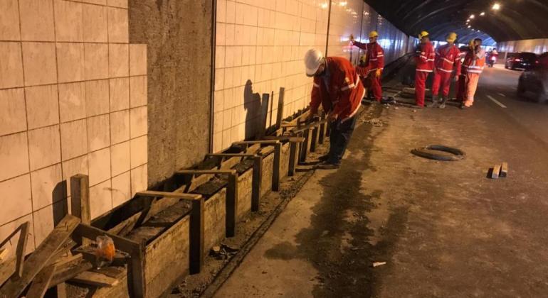 Imagem da obra no Túnel da Lagoinha