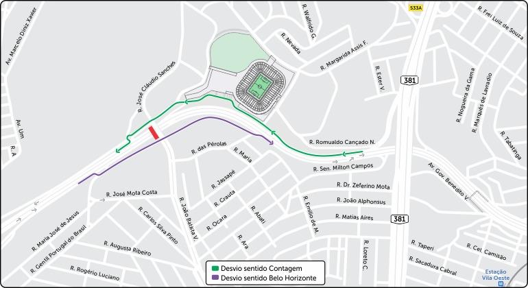 Operação de trânsito para as obras de duplicação de viaduto para a Arena MRV