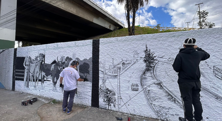 Colorindo Venda Nova chega aos muros do viaduto da Vilarinho