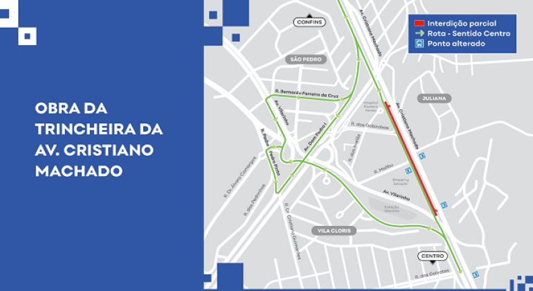 Trânsito será alterado na Cristiano Machado a partir desta terça-feira (23) para obras de trincheira 