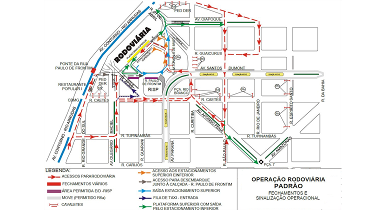 Operação de trânsito para o final de ano no terminal rodoviário TERGIP Mapa da região do Terminal Rodoviário