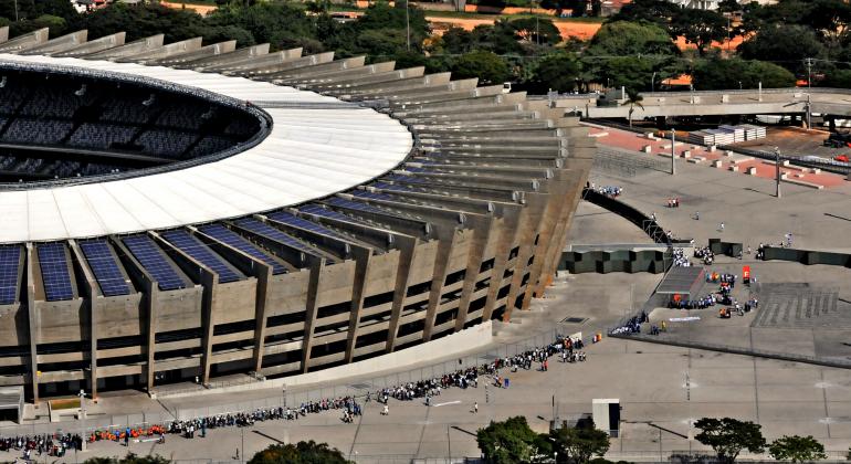 JOgo Cruzeiro x Palmeiras tem operação especial de trânsito e transpoete dia 9 de julho. Foto: Breno Pataro Fachada parcial do Mineirão