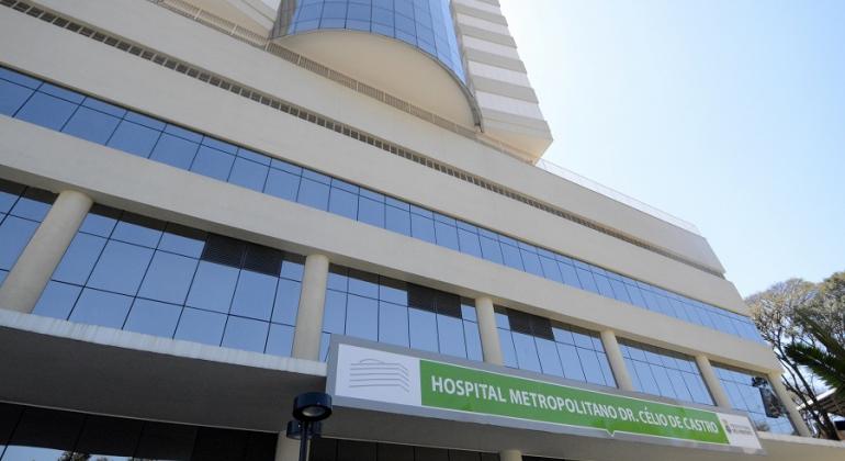 Hospital do Barreiro conseguiu, na Justiça, liminar que suspende a exigibilidade do pagamento da Contribuição Previdenciária Patronal. Foto: Amira Hissa/PBH Fachada do Hospital Metropolitano Dr. Célio de Castro, conhecido como Hospital do Barreiro.