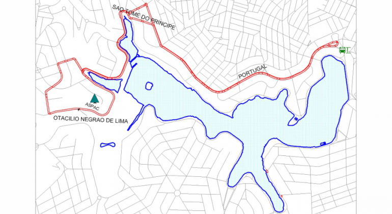 Mapa do novo itinerário da linha 535, alterada para atender à Clínica de Equoterapia Aspac.