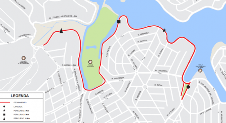 Mapa do trajeto da corrida Circuito das Estações Mapa corrida Pampulha