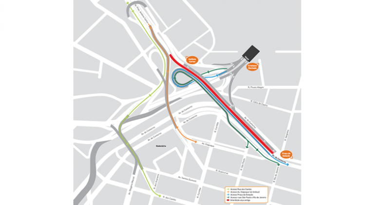 Viaduto Leste será interditado para continuidade das obras Mapa gráfico de Belo Horizonte indica interdição no viaduto Leste