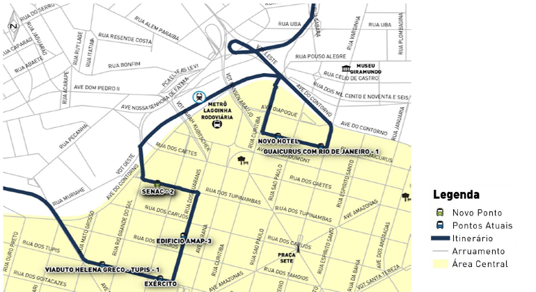 Mapa gráfico da Região Nordeste indicando novo trajeto para os ônibus