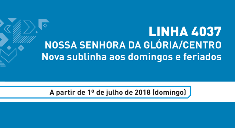 A partir de domingo, dia 1º/7, a Linha 4037 terá novo itinerário no bairro Glória. Arte: BHTrans Linha 4037 - Nossa Senhhora da Glória/Centro: Nova sublinha aos domingos e feriados.